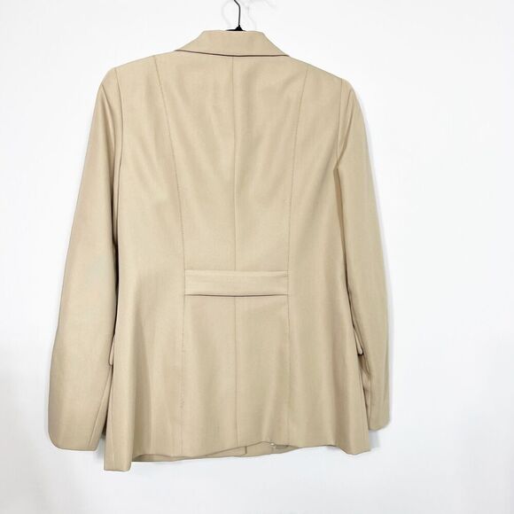 Perry Ellis Jacket Blazer Womens 6 Camel Tan Career Long New Single Breasted - Picture 3 of 8